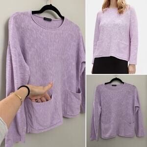 Eileen Fischer Classic Minimalist Spring‎ Capsule Organic Linen Cotton Box Top M